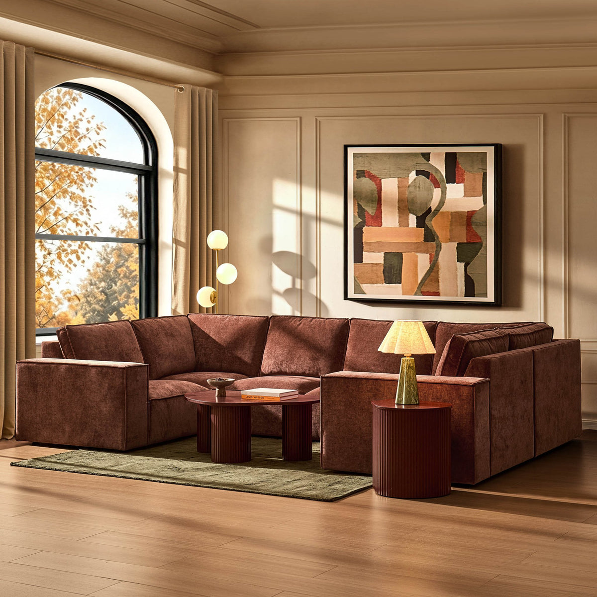 Brooklyn U-Shape Sofa - Chenille Dark Rust - DUSK