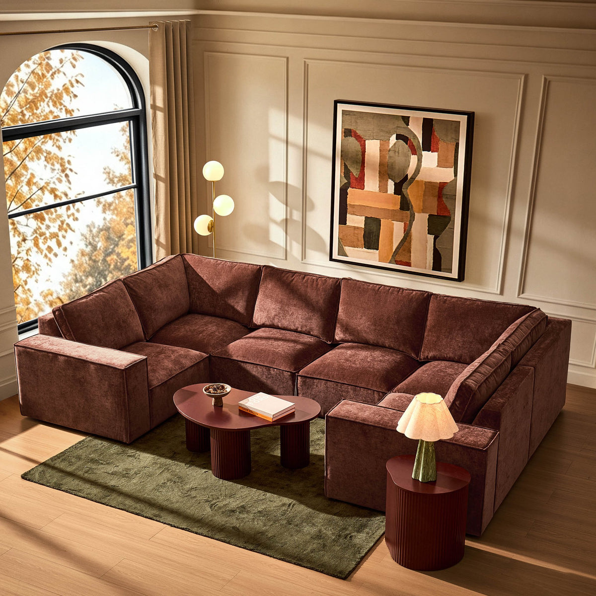 Brooklyn U-Shape Sofa - Chenille Dark Rust - DUSK