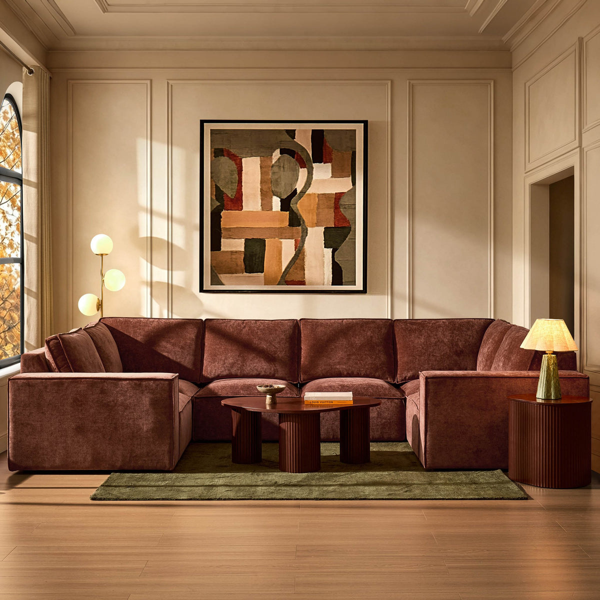 Brooklyn U-Shape Sofa - Chenille Dark Rust - DUSK