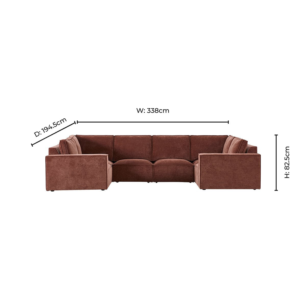 Brooklyn U-Shape Sofa - Chenille Dark Rust - DUSK