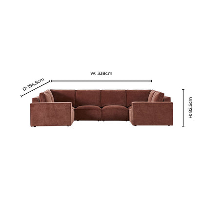 Brooklyn U-Shape Sofa - Chenille Dark Rust - DUSK