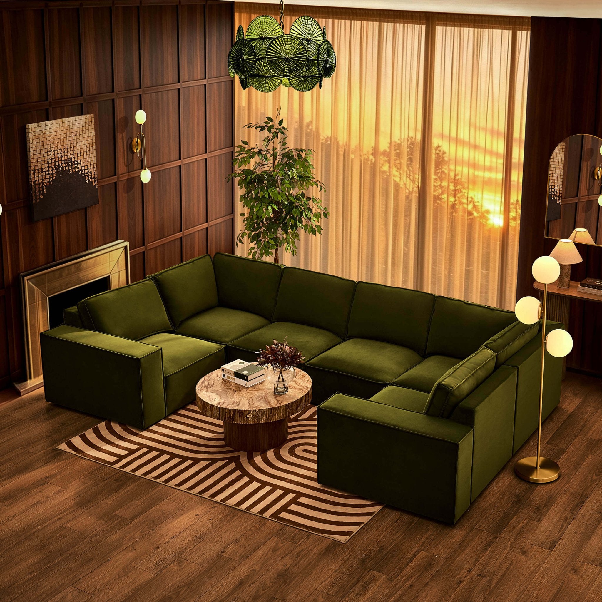 Brooklyn U-Shape Sofa - Muted Moss - DUSK