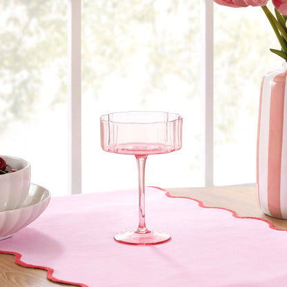 Brynn Scalloped Edge Glass Coupes - Set of 4 - Pink - DUSK