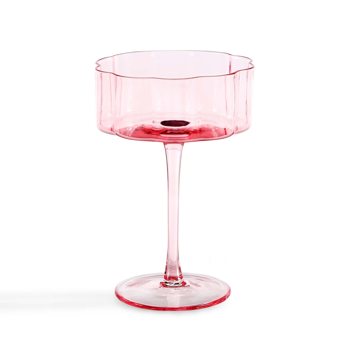 Brynn Scalloped Edge Glass Coupes - Set of 4 - Pink - DUSK