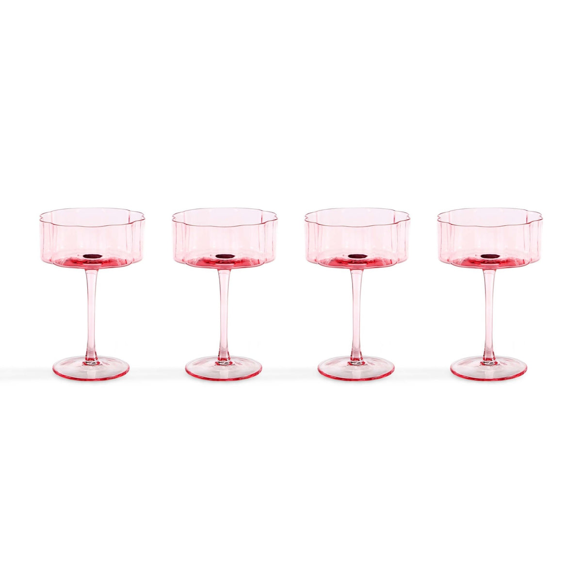 Brynn Scalloped Edge Glass Coupes - Set of 4 - Pink - DUSK