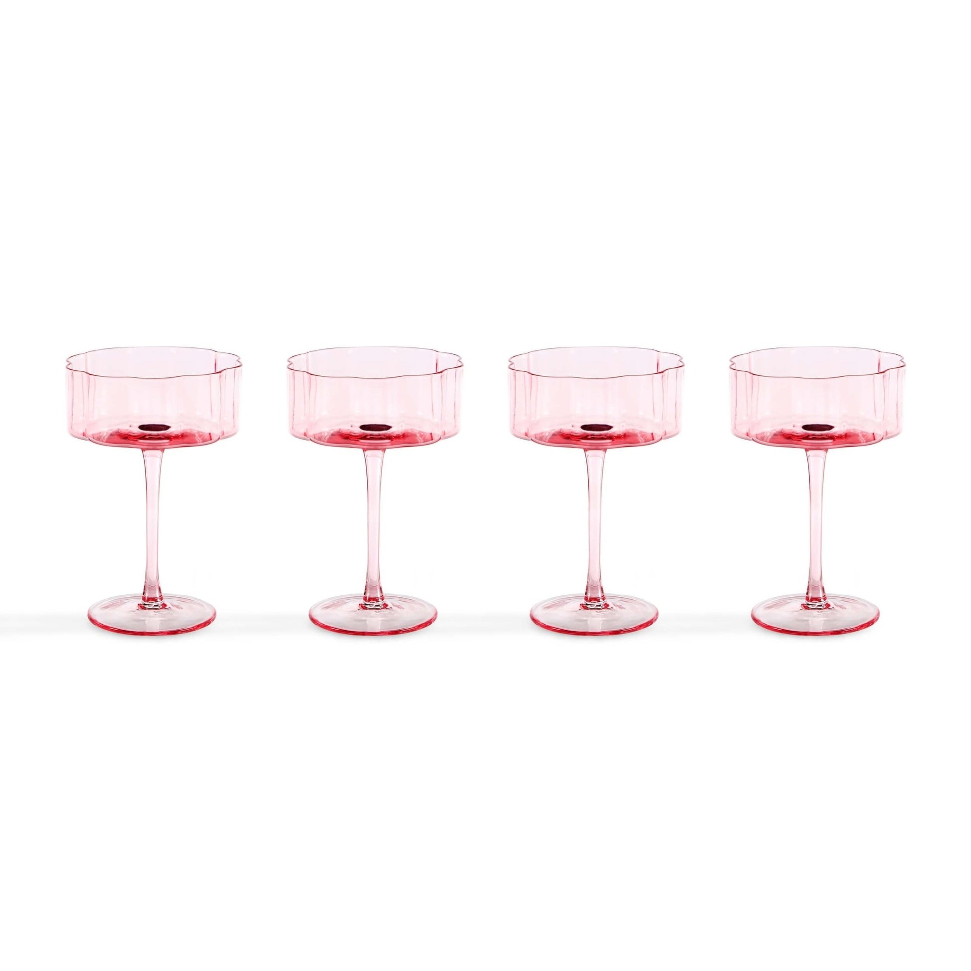 Brynn Scalloped Edge Glass Coupes - Set of 4 - Pink - DUSK