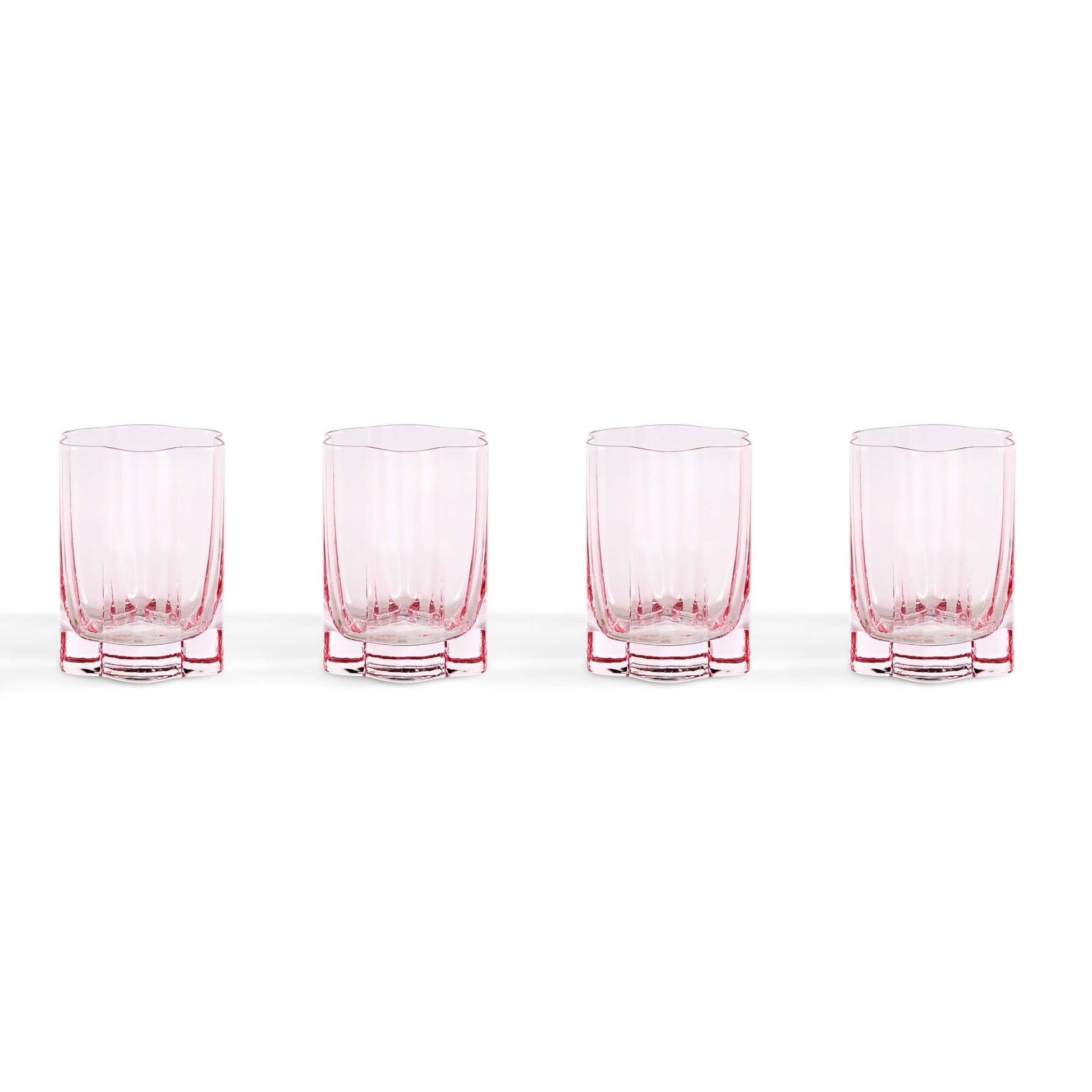 Brynn Scalloped Edge Glass Tumblers - Set of 4 - Pink - DUSK