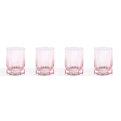 Brynn Scalloped Edge Glass Tumblers - Set of 4 - Pink - DUSK