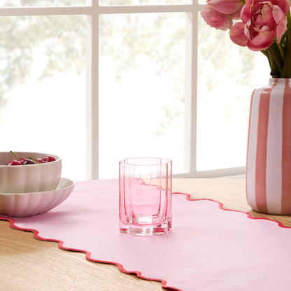 Brynn Scalloped Edge Glass Tumblers - Set of 4 - Pink - DUSK