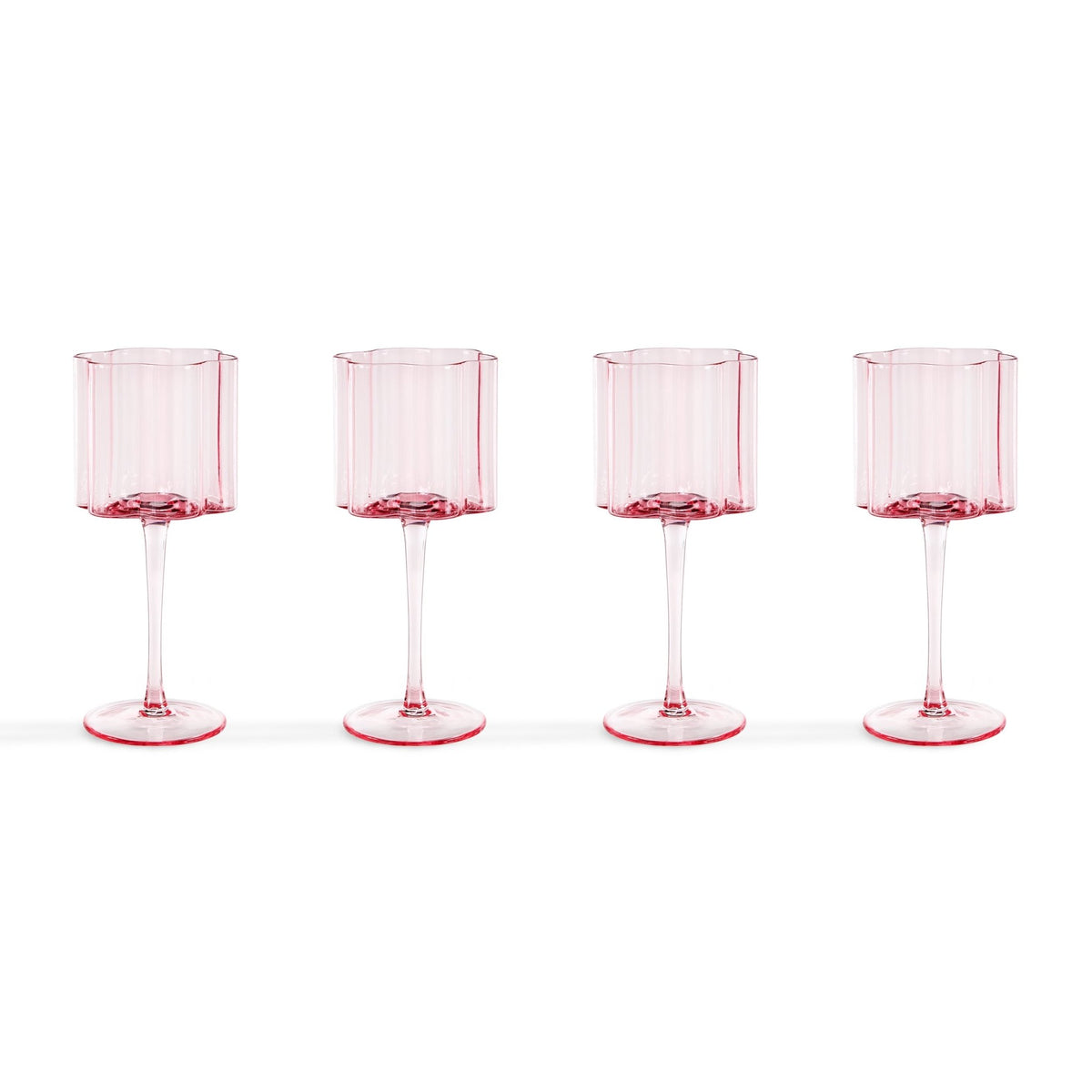 Brynn Scalloped Edge Wine Glasses - Set of 4 - Pink - DUSK
