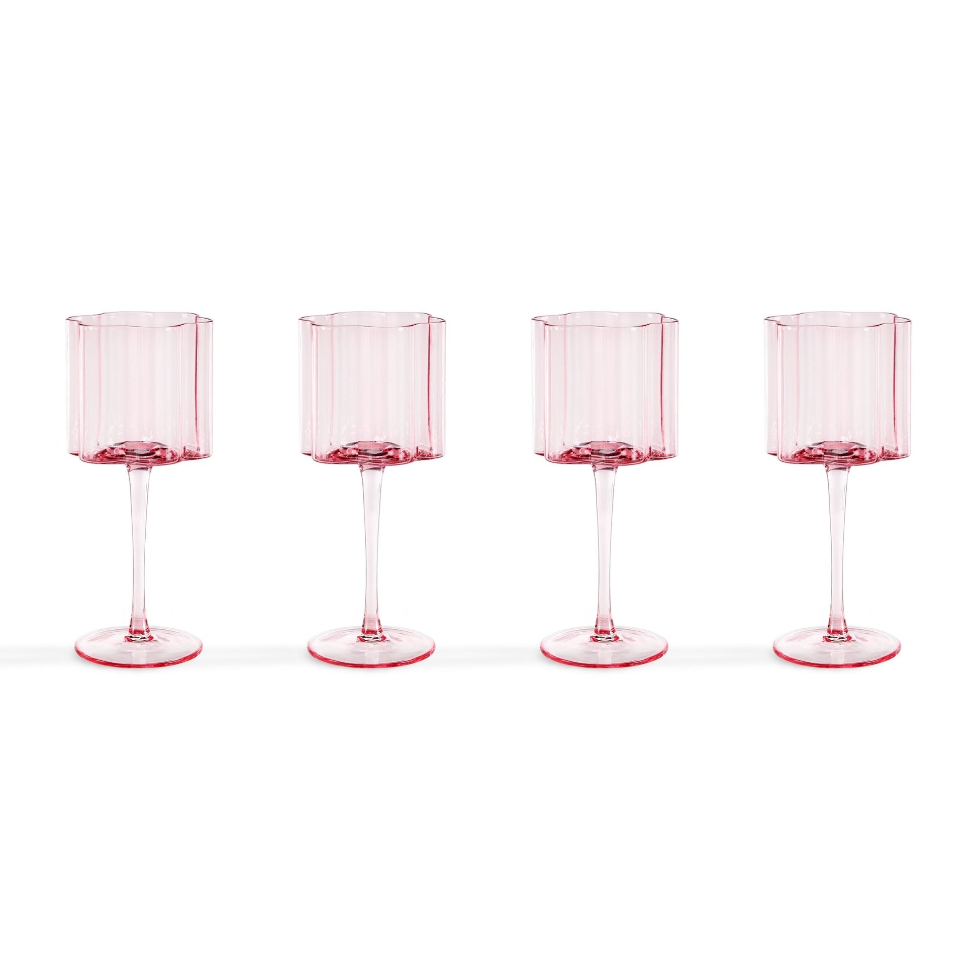 Brynn Scalloped Edge Wine Glasses - Set of 4 - Pink - DUSK
