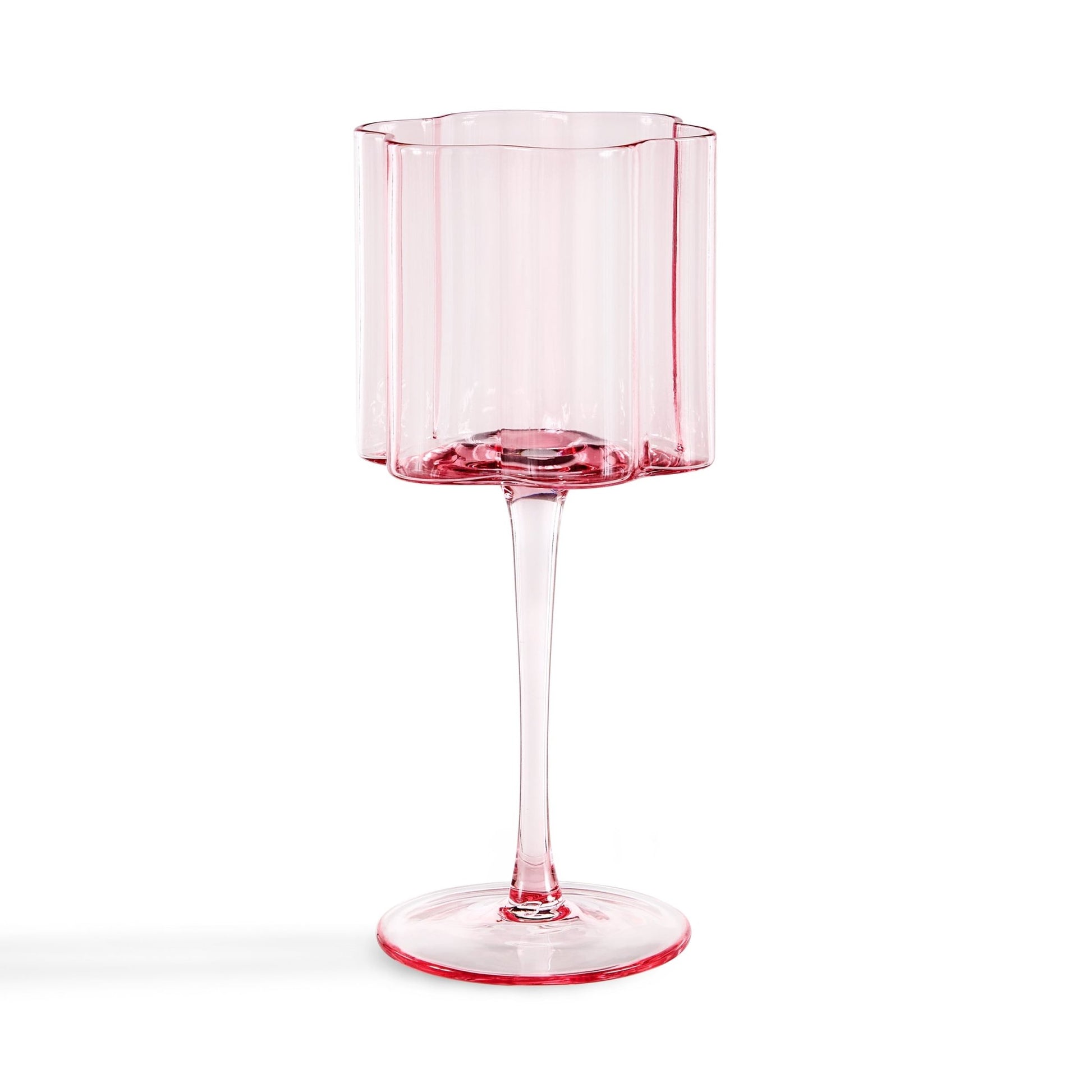 Brynn Scalloped Edge Wine Glasses - Set of 4 - Pink - DUSK