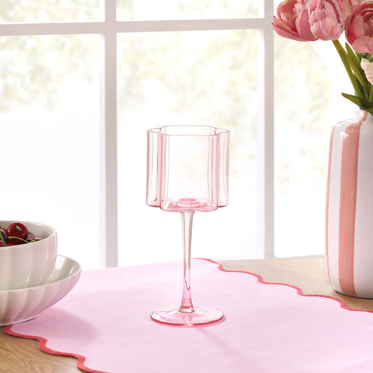 Brynn Scalloped Edge Wine Glasses - Set of 4 - Pink - DUSK