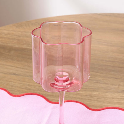 Brynn Scalloped Edge Wine Glasses - Set of 4 - Pink - DUSK