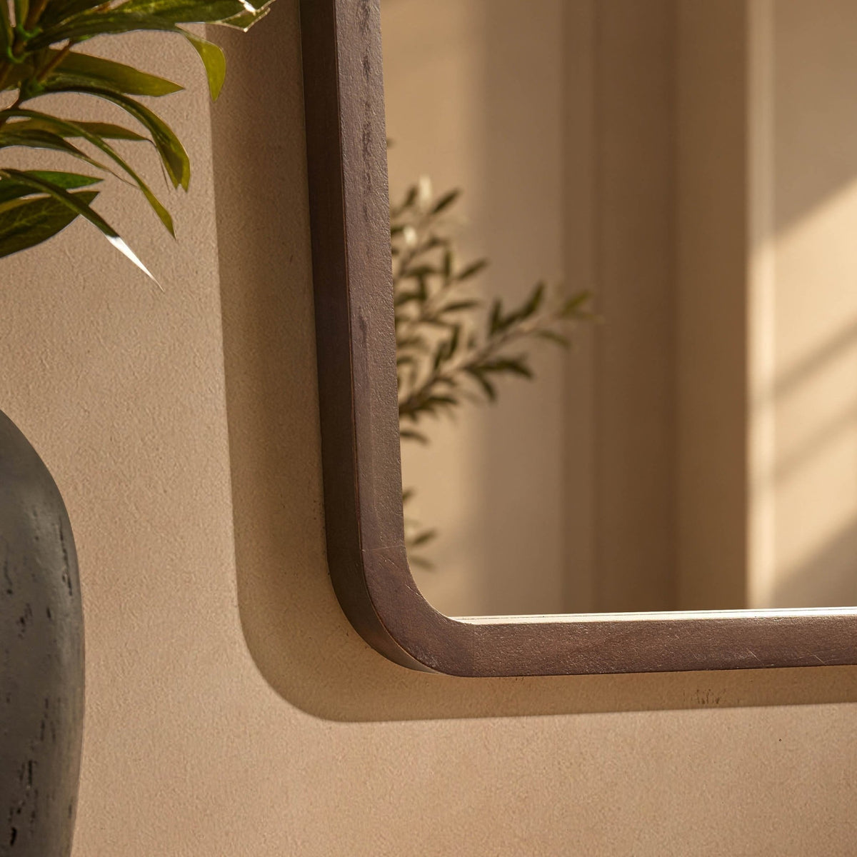 Cady Curved Wood Wall Mirror - Dark Wood - DUSK