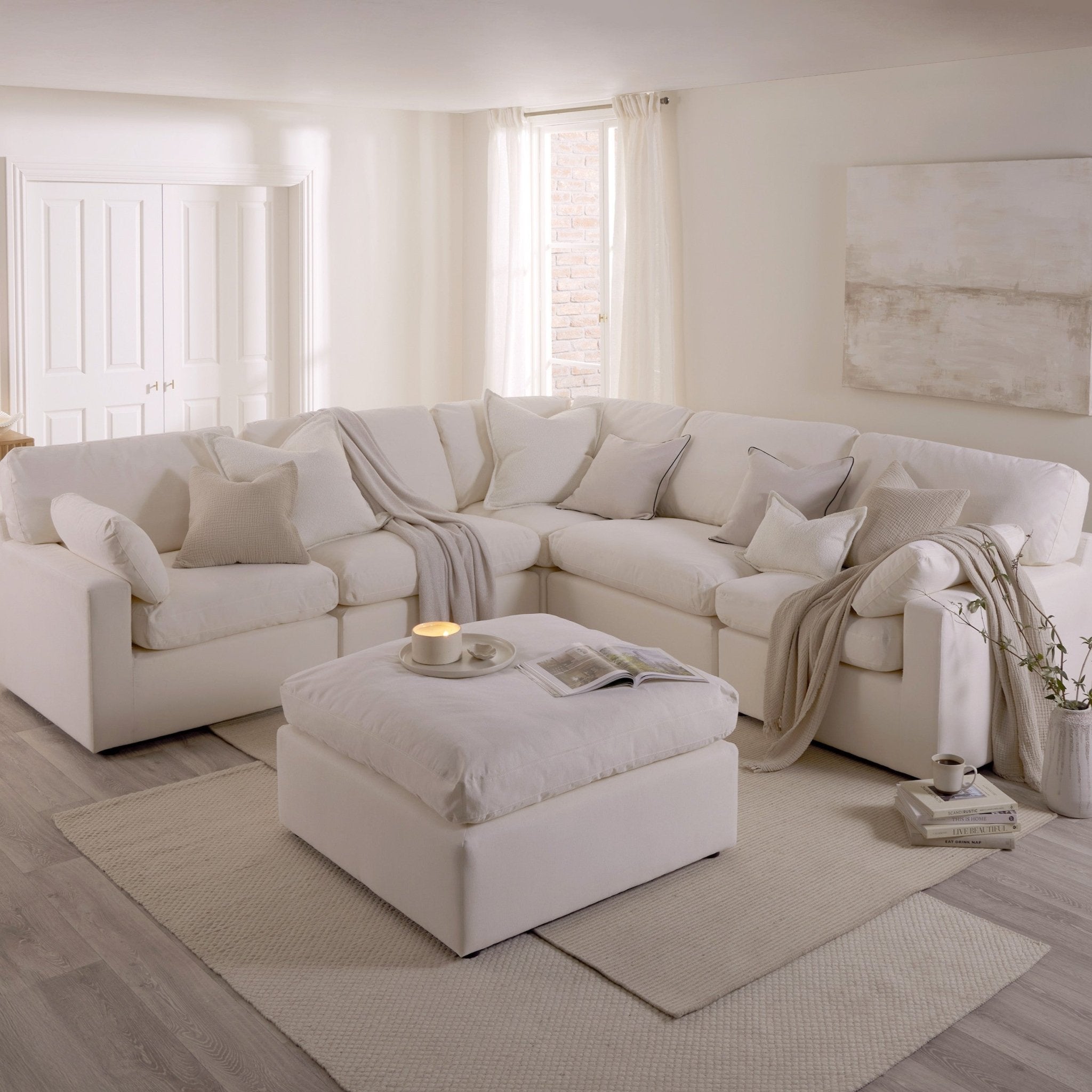 Cairo Feather Left Hand Corner Sofa - Vanilla