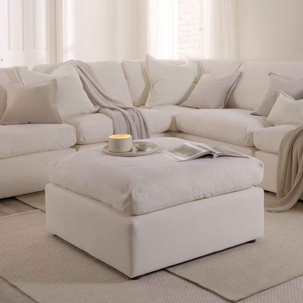 Cairo Feather Pouffe - Vanilla - DUSK