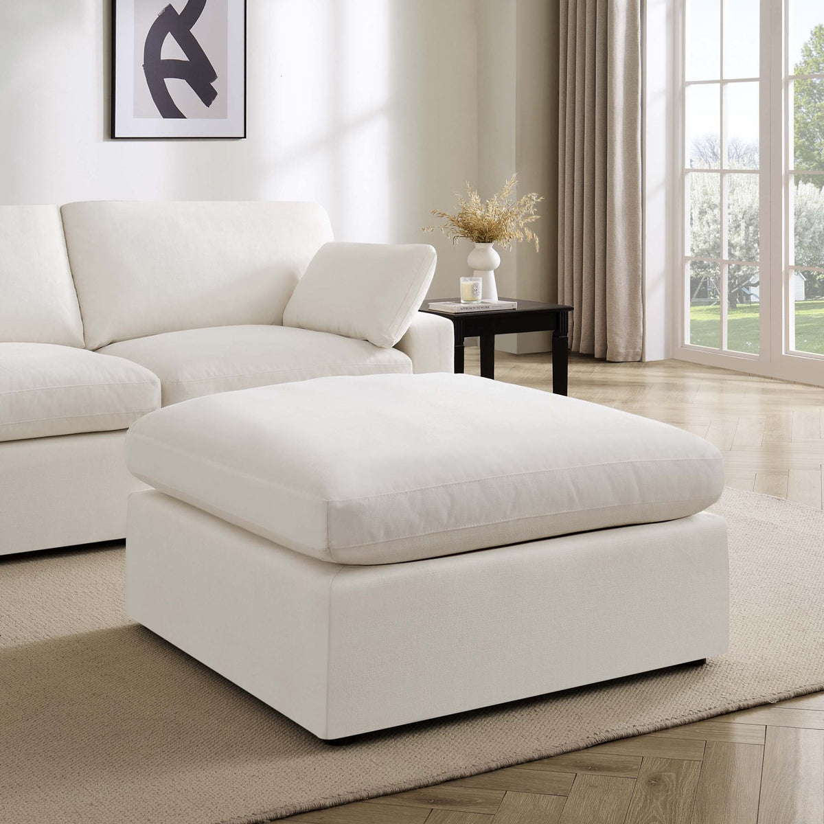 Cairo Feather Pouffe - Vanilla - DUSK