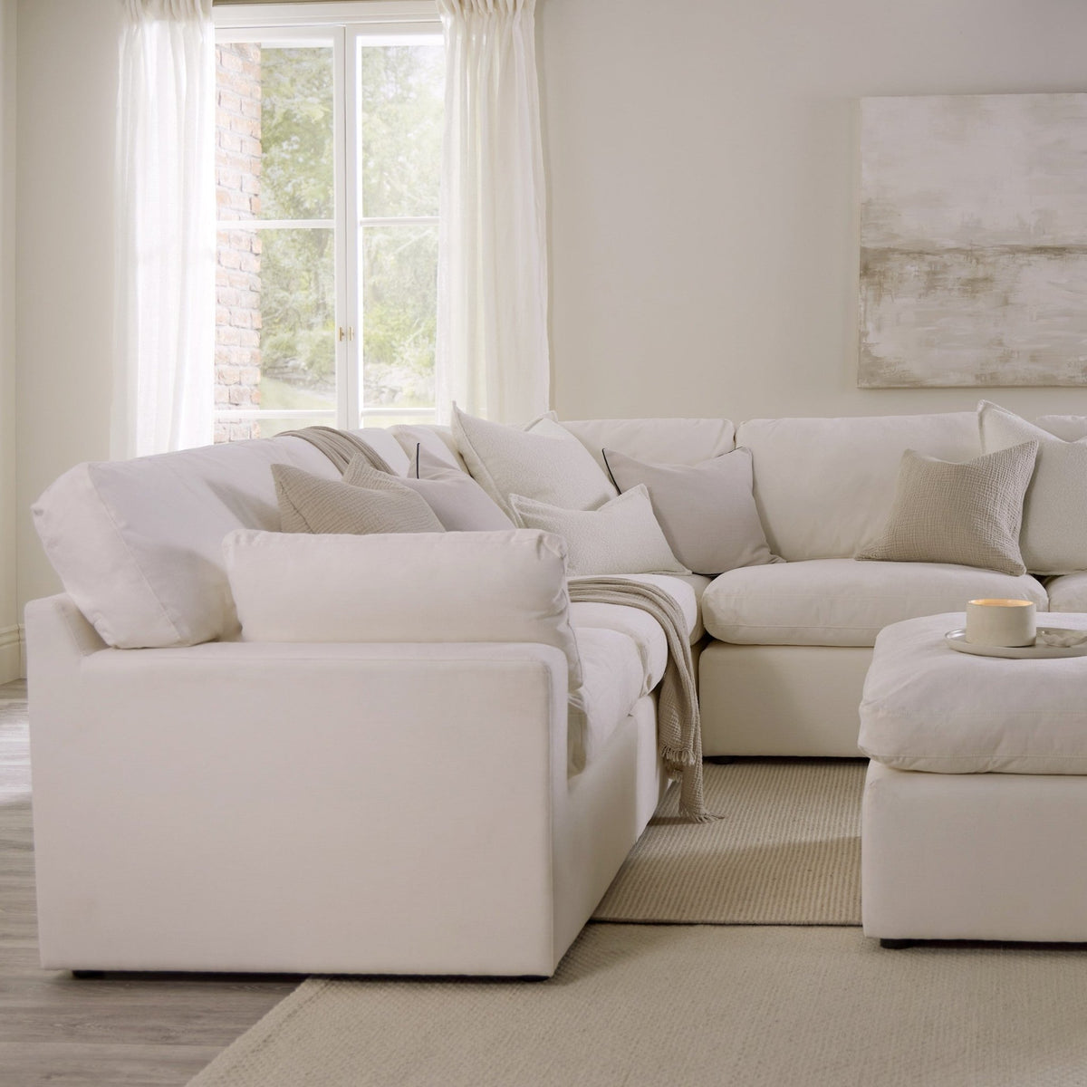 Cairo Feather Pouffe - Vanilla - DUSK