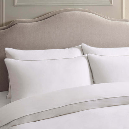 Cambridge 200 Thread Count Duvet Cover - Cotton - White/Grey - DUSK