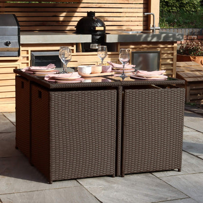 Cannes Outdoor 8 - Seater Dining Set - Brown - DUSK