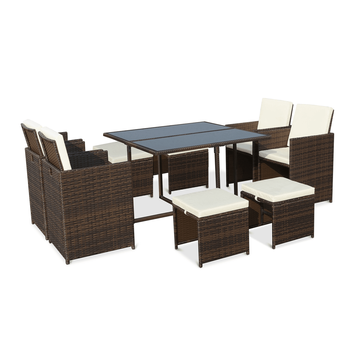 Cannes Outdoor 8 - Seater Dining Set - Brown - DUSK