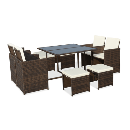 Cannes Outdoor 8 - Seater Dining Set - Brown - DUSK