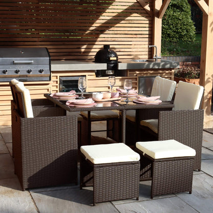 Cannes Outdoor 8 - Seater Dining Set - Brown - DUSK