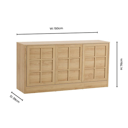 Carly 3 Door Sideboard - Light Oak Effect - DUSK