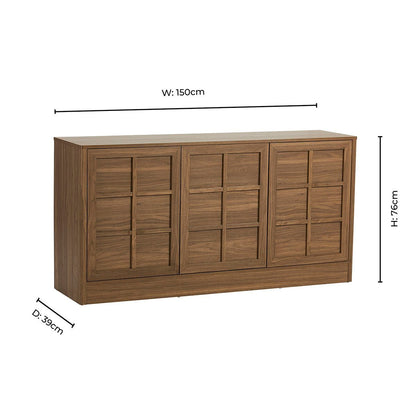 Carly 3 Door Sideboard - Medium Wood - DUSK