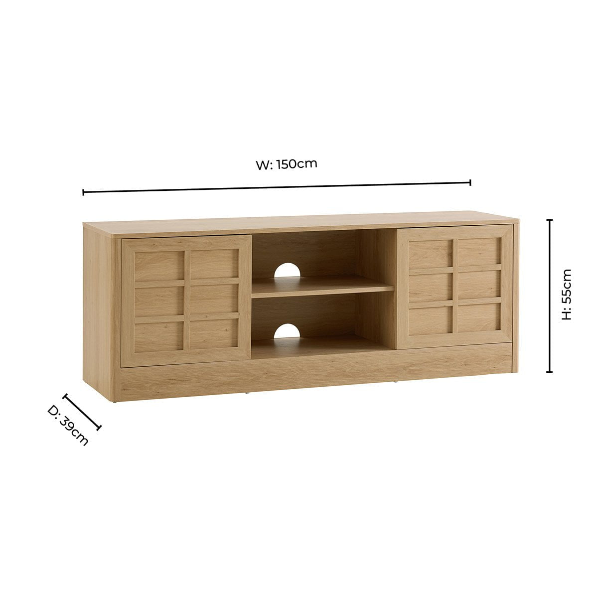 Carly TV Unit for TVs up to 65" - Light Oak Effect - DUSK