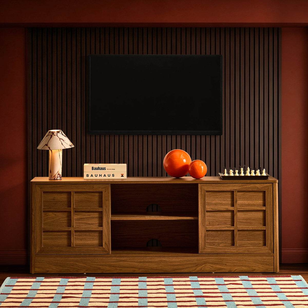 Carly TV Unit for TVs up to 65" - Medium Wood - DUSK