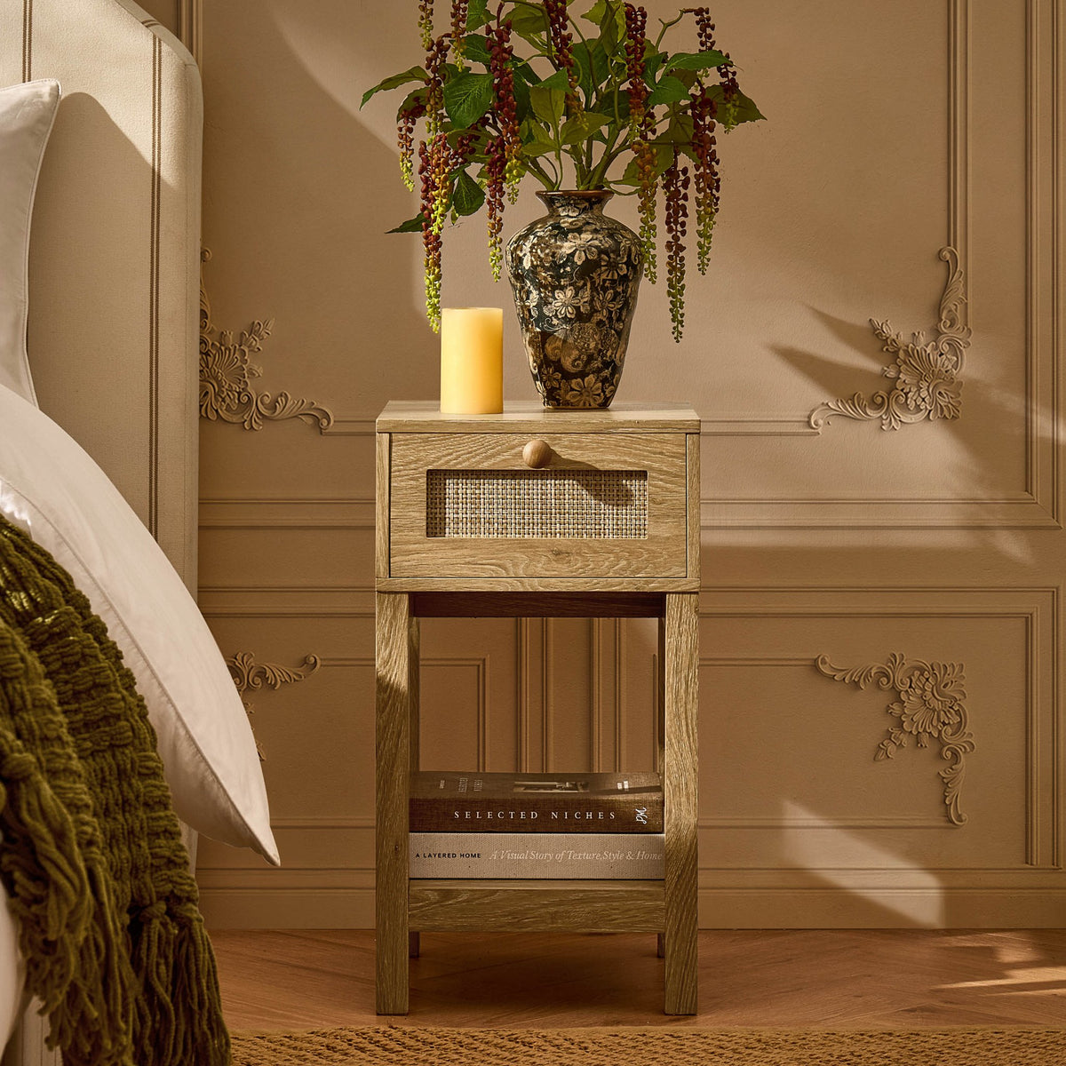 Carmen Bamboo Nightstand - Light Wood - DUSK