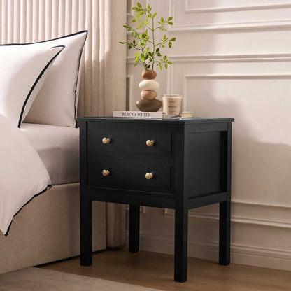 Carolina 2 Drawer Bedside Table - Black - DUSK