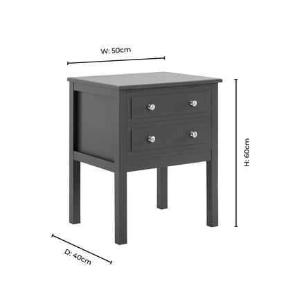 Carolina 2 Drawer Bedside Table - Black - DUSK
