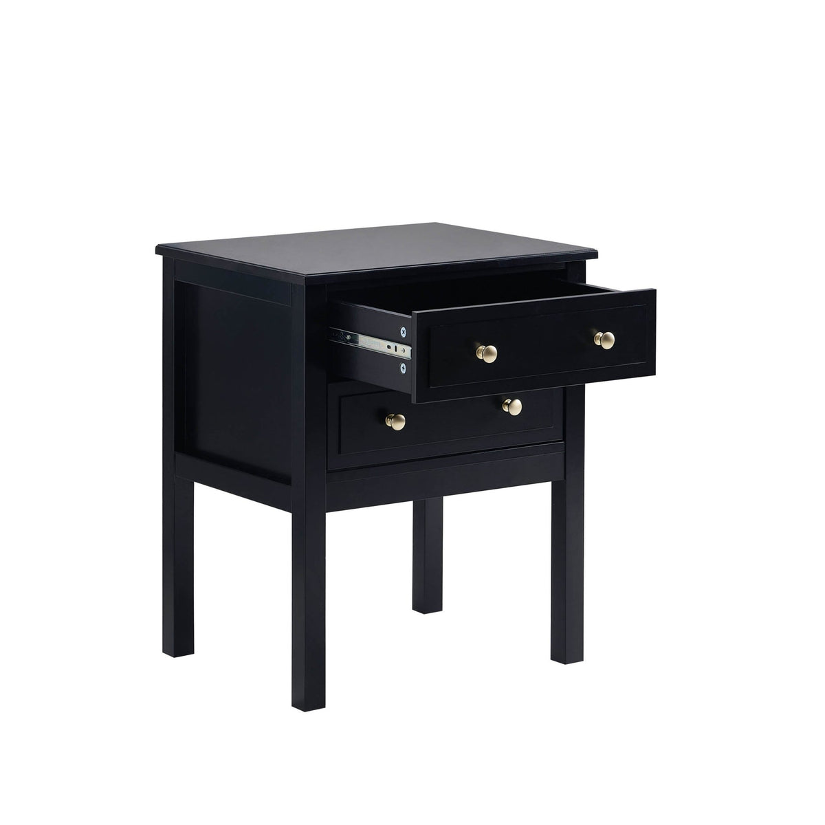 Carolina 2 Drawer Bedside Table - Black - DUSK