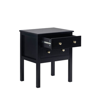 Carolina 2 Drawer Bedside Table - Black - DUSK
