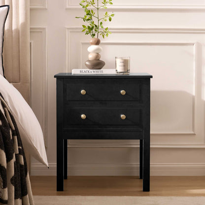 Carolina 2 Drawer Bedside Table - Black - DUSK