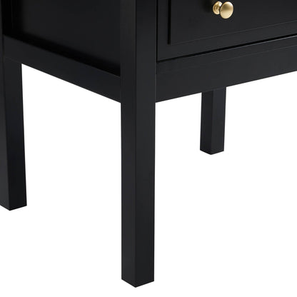 Carolina 2 Drawer Bedside Table - Black - DUSK