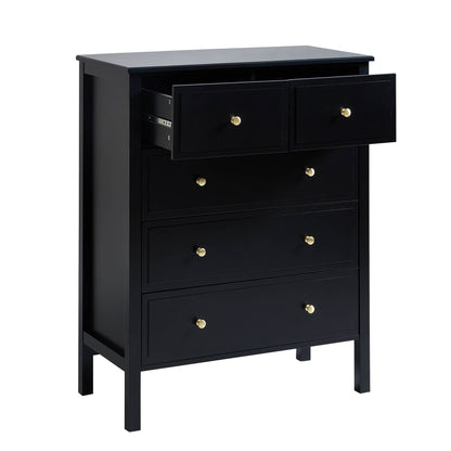 Carolina 5 Drawer Chest - Black - DUSK