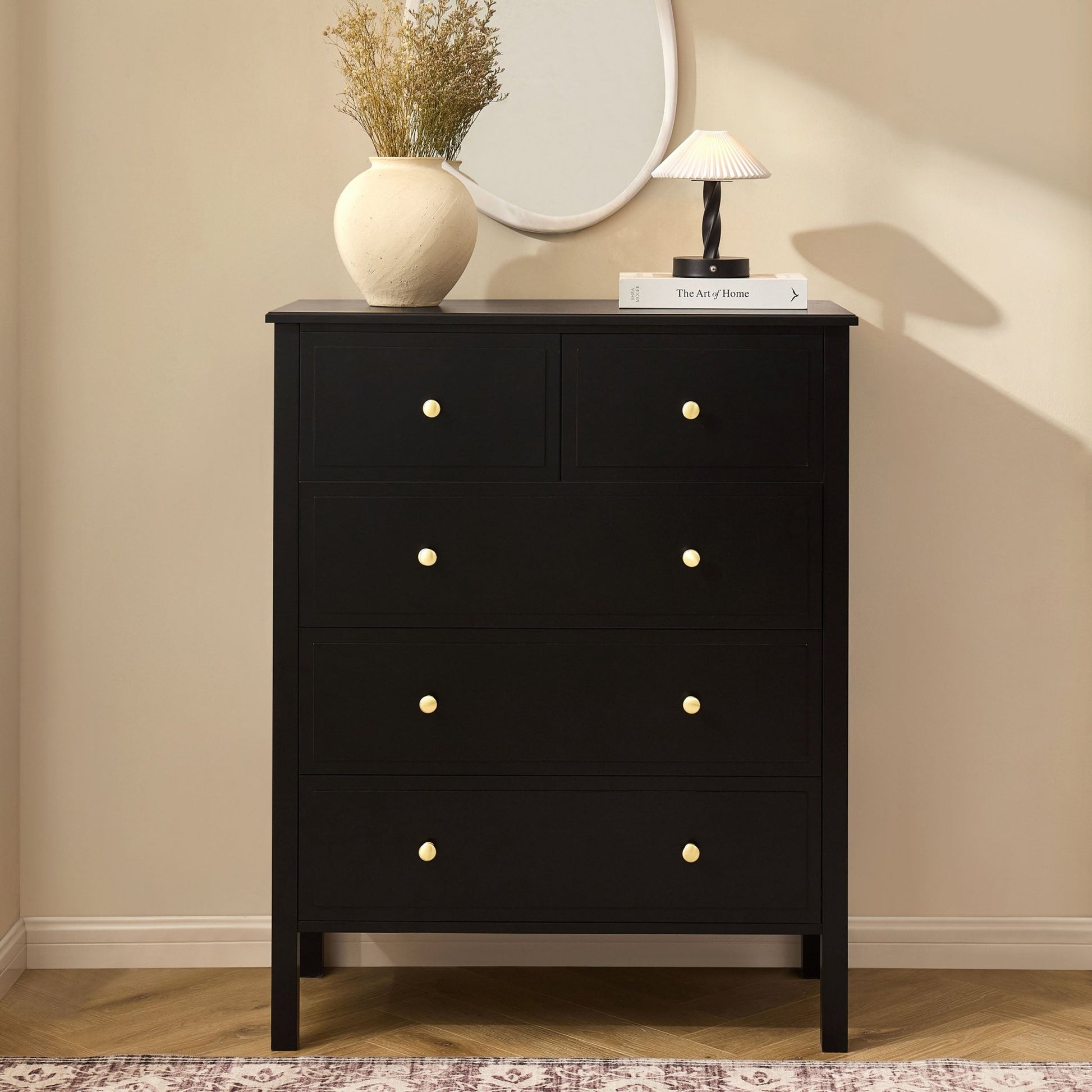 Carolina 5 Drawer Chest - Black - DUSK