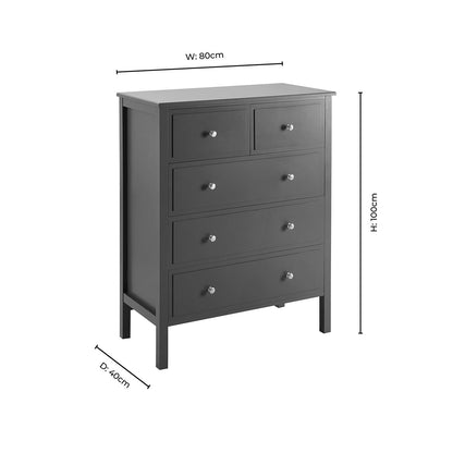 Carolina 5 Drawer Chest - Black - DUSK
