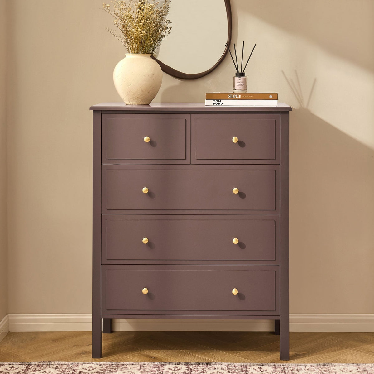 Carolina 5 Drawer Chest - Mocha - DUSK