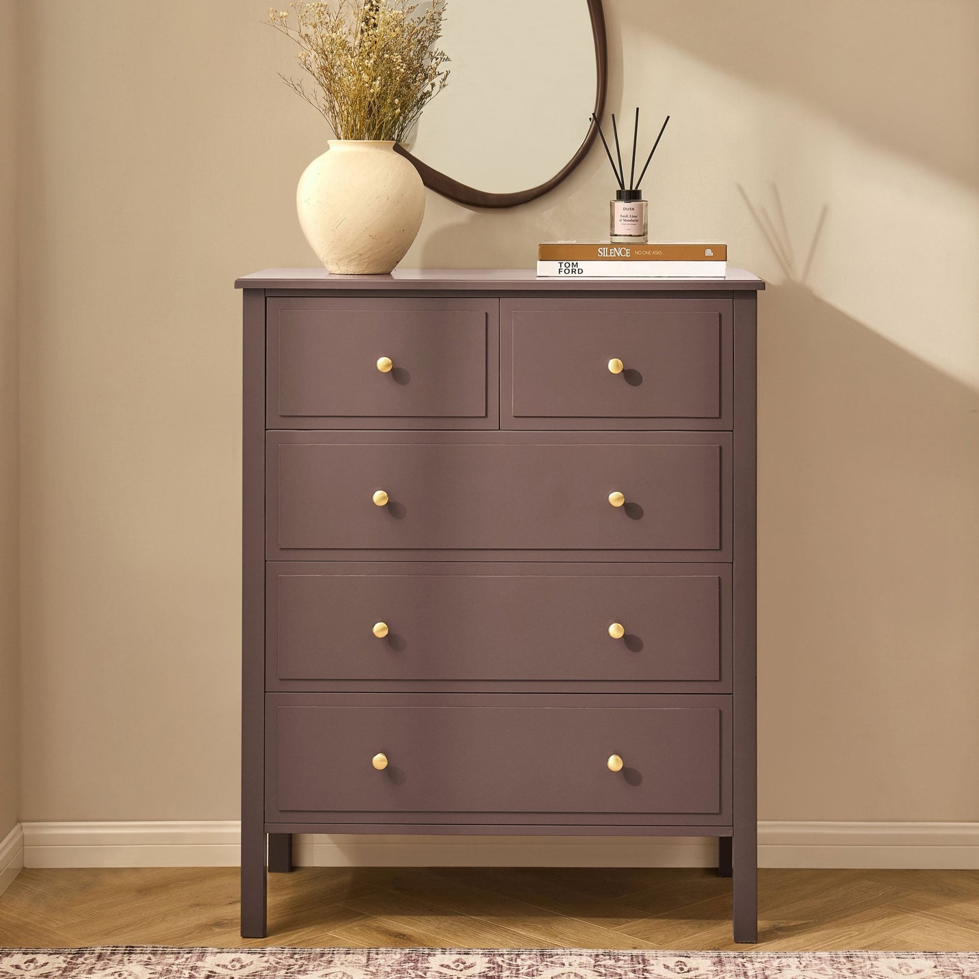 Carolina 5 Drawer Chest - Mocha - DUSK