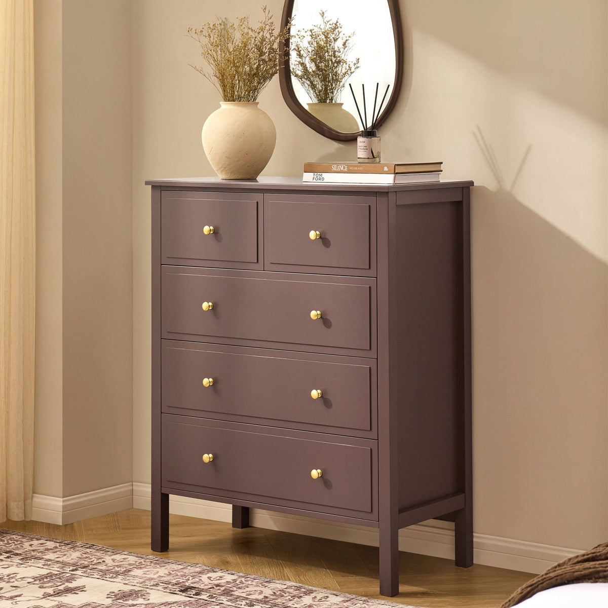 Carolina 5 Drawer Chest - Mocha - DUSK