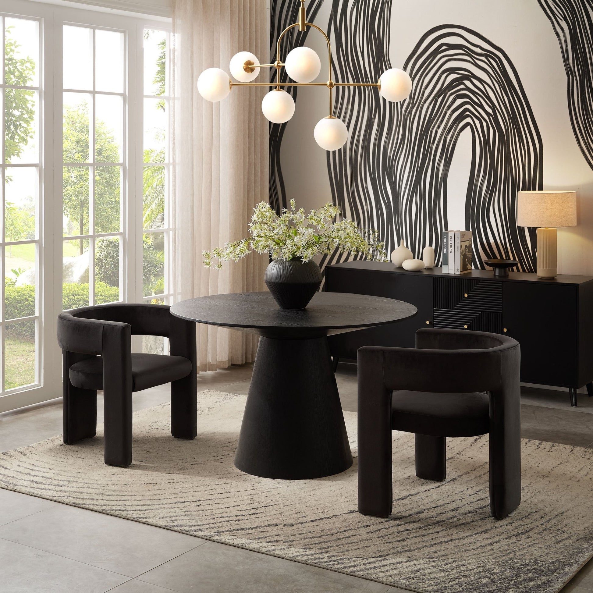 Cassie 4 - 6 Seater Dining Table - Black Wood - DUSK