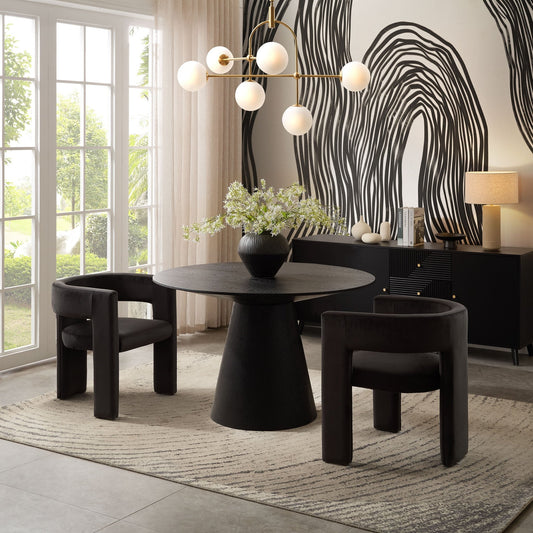 Cassie 4 - 6 Seater Dining Table - Black Wood - DUSK