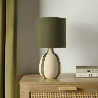 Cassie Striped Table Lamp - Cream/Green - DUSK