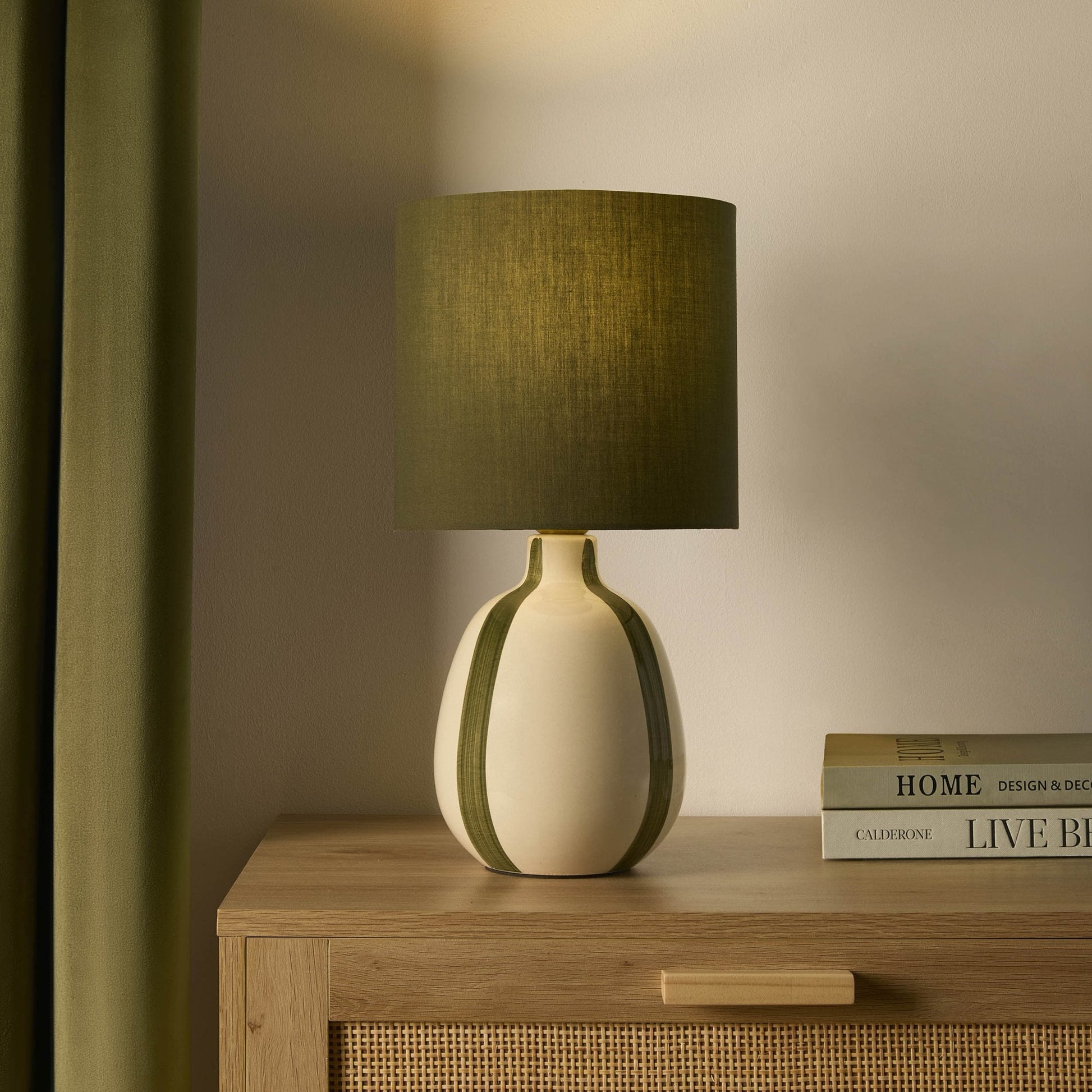 Cassie Striped Table Lamp - Cream/Green - DUSK