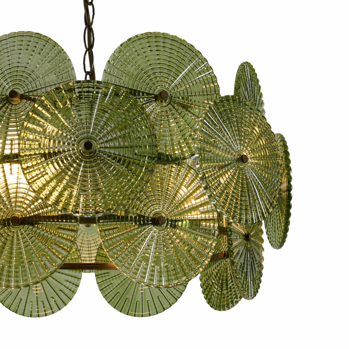Celeste Glass Discs Antique Brass Pendant - Green - DUSK